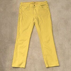 Kate Spade Play Hooky Broome Street Yellow Stretch Denim Capri Pants Sz 29